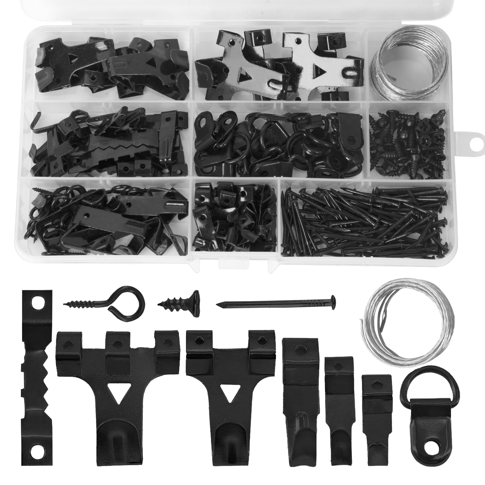 Picture Hooks for Hard Walls 250PCS Picture Hanging Kit for Picture Frame Heavy Duty Picture Hanging Hooks Picture Hangers Set including Picture Wire