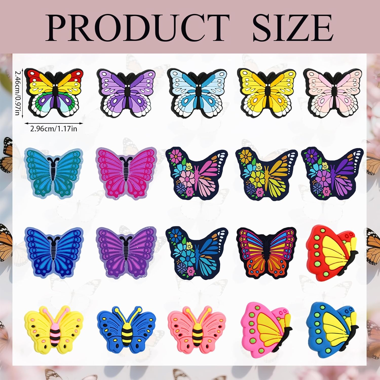20pcs Butterfly Silicone Focal Beads, Colorful Butterfly Focal Beads Decoration Beautiful Silicone Bead for Pens Keychain Making Lanyard Necklace Bracelet Jewelry Accessories Handmade Crafts - Image 2