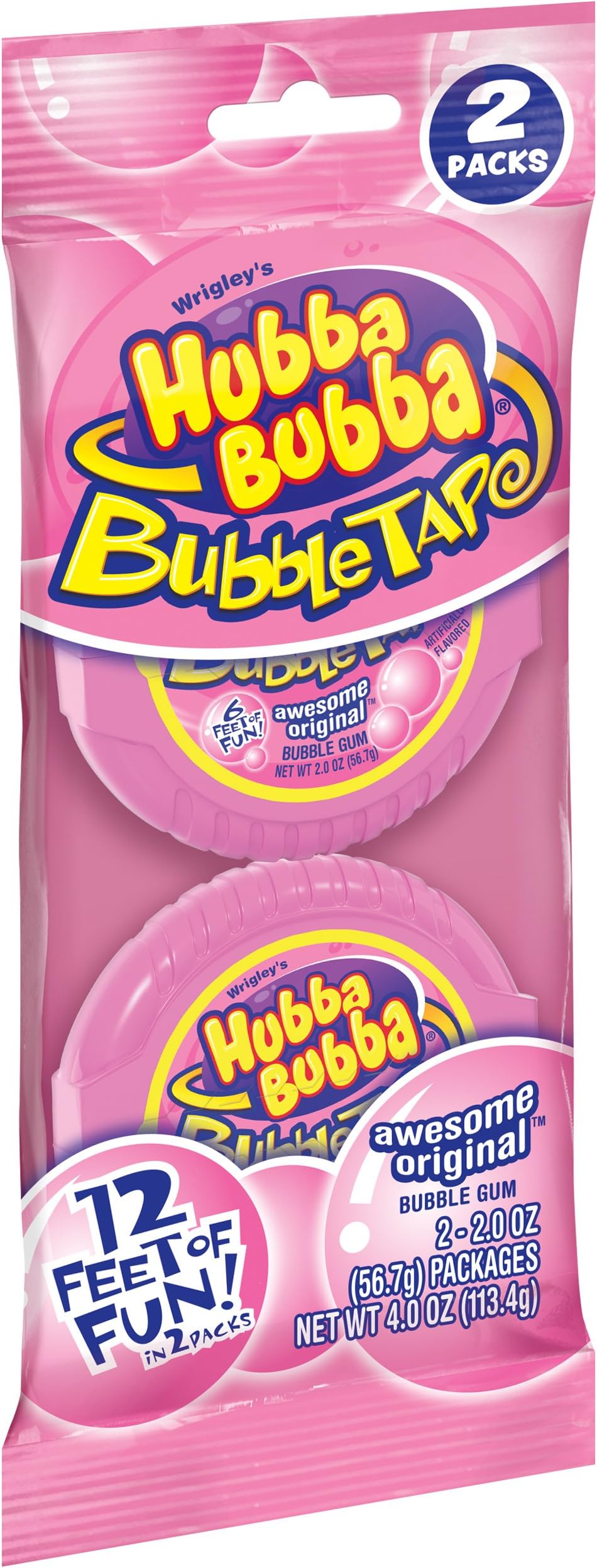 Hubba Bubba Original Bubble Gum Tape, 2 ounce pack (24 Rolls total)