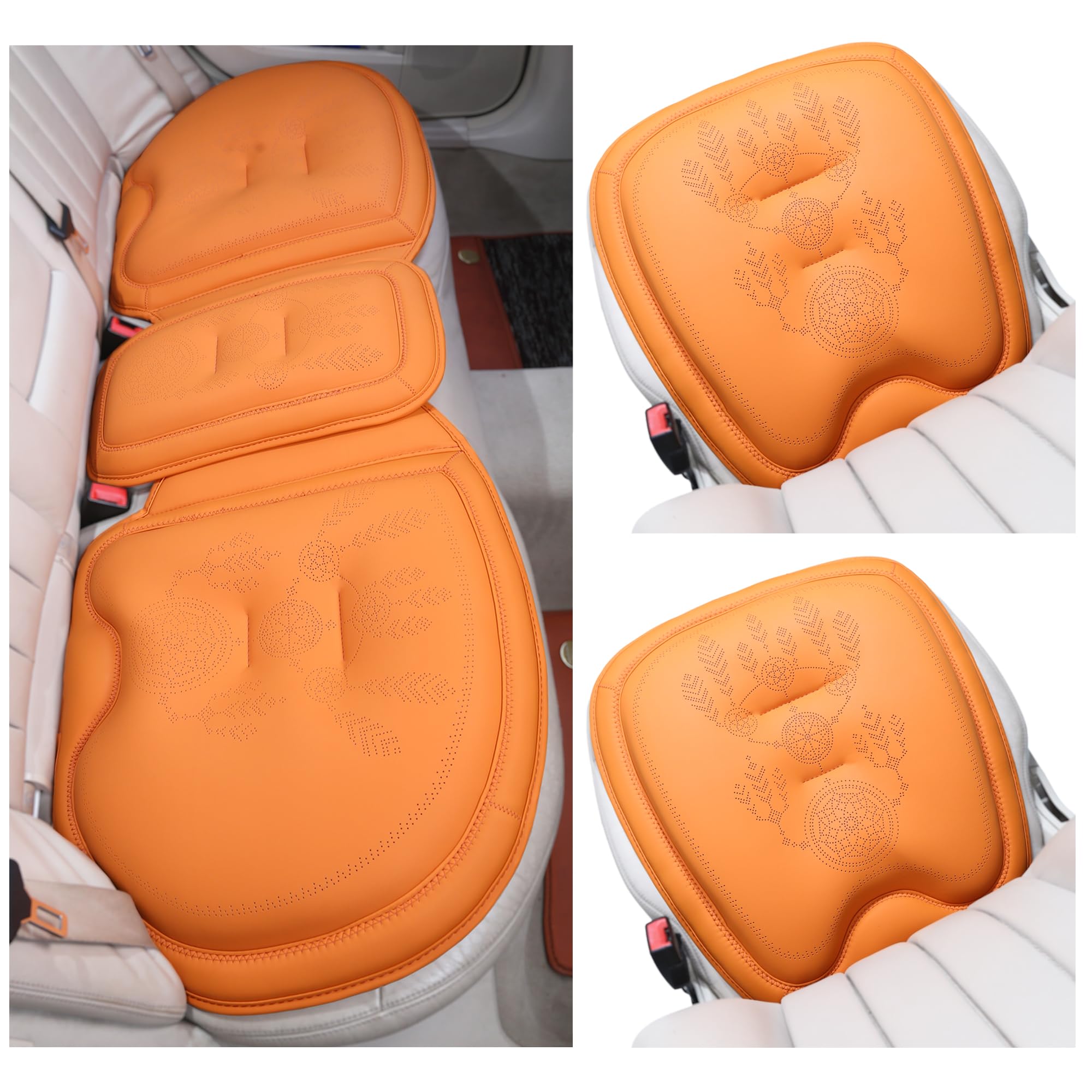 Photo 1 of SON LAM Comfort Dreamcatcher Car Seat Cushion Non-Slip - Relaxing, Optimal Support & Posture for Long Drive (Full Set (Orange))