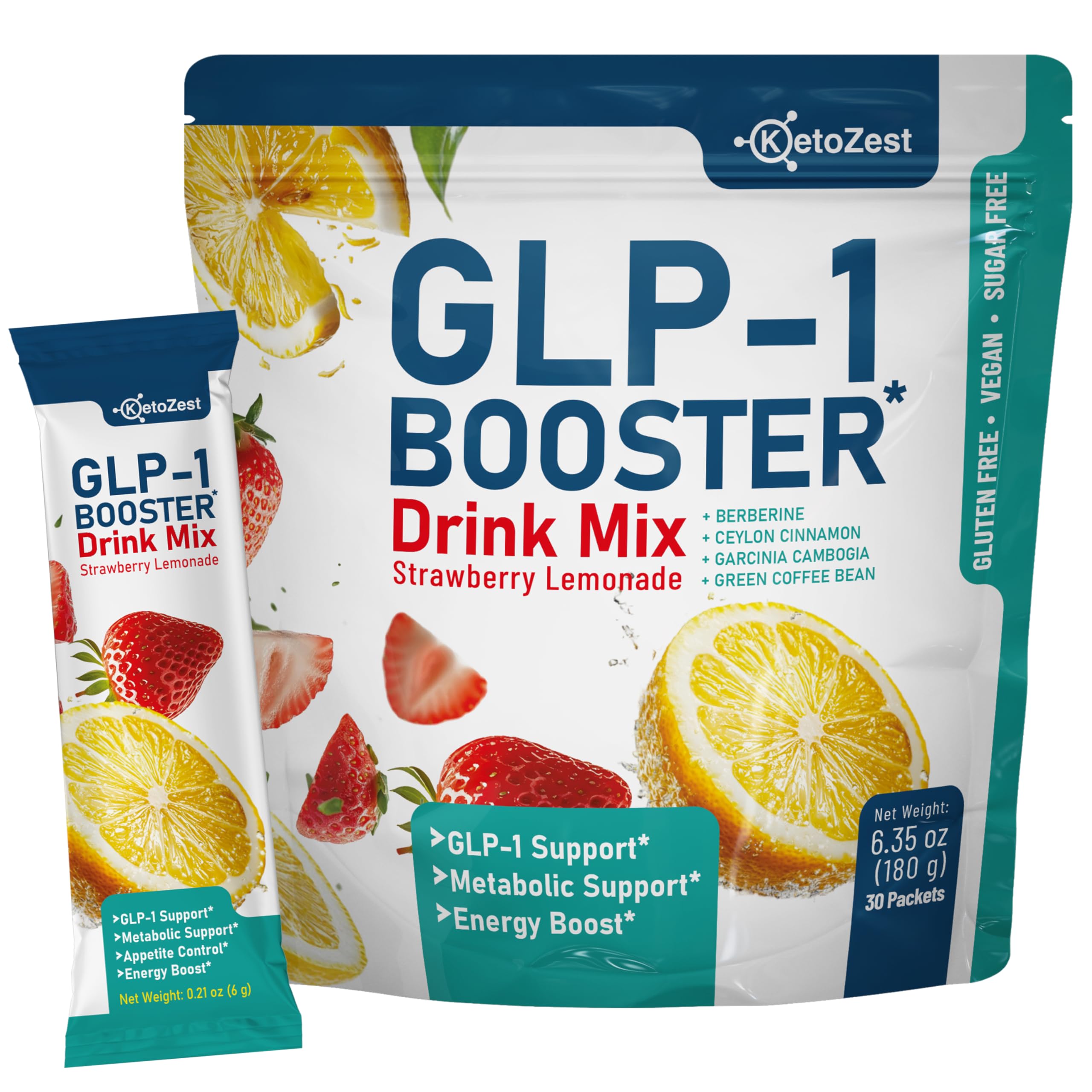 Mezcla de bebida potenciadora de GLP-1 KetoZest - Apoyo para la pérdida de peso para mujeres y hombres - Gomitas de fibra prebiótica potenciadoras de GLP-1 - Apoyo diario natural para el metabolismo y la quema de grasa - Reduce la hinchazón intestinal