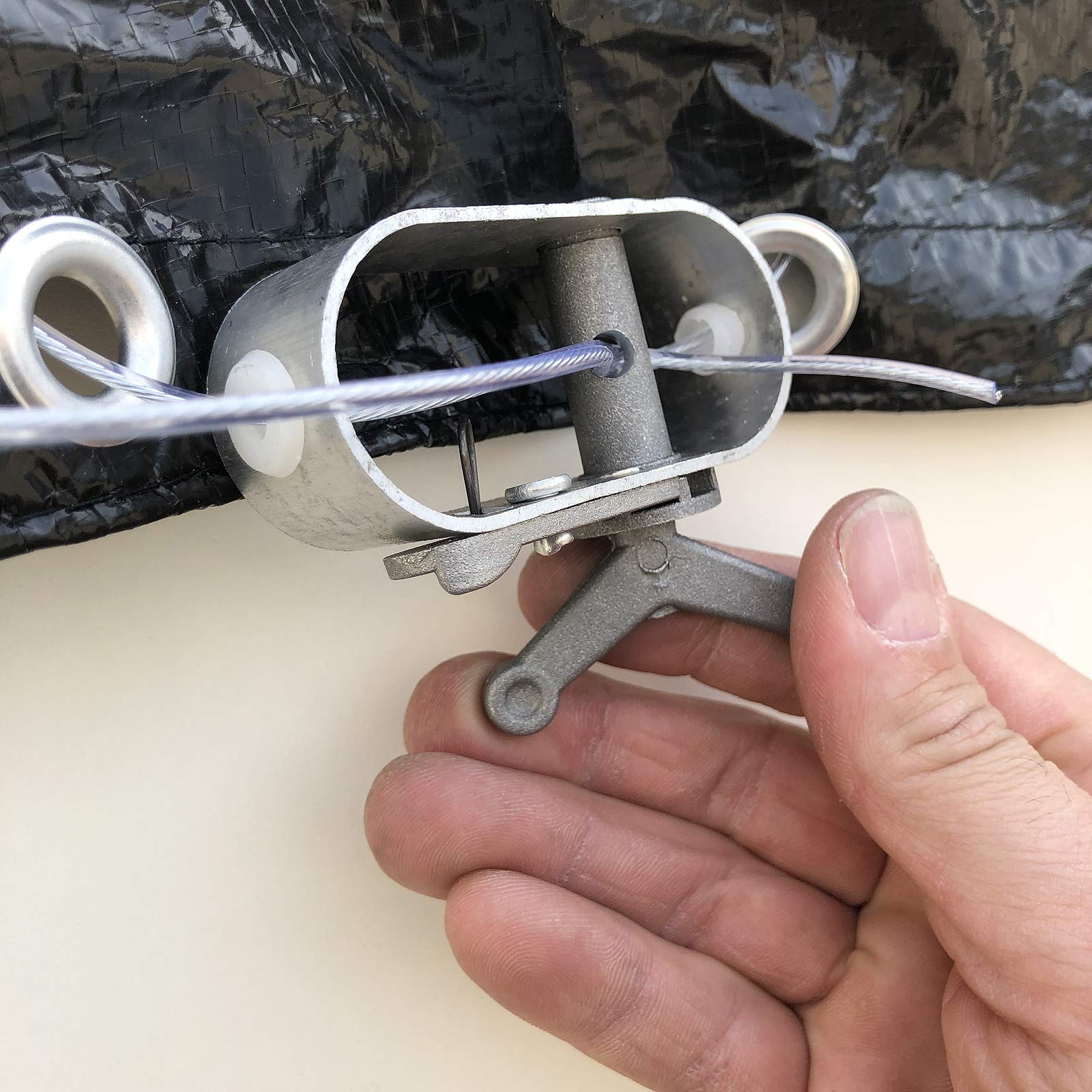 Fune Tensione Teloni Tenditore Per Fune Piscina - Cavo Acciaio 40m Con 2 Tendicavo Per Coperture Invernali Cavo Tensione Copertura Invernale