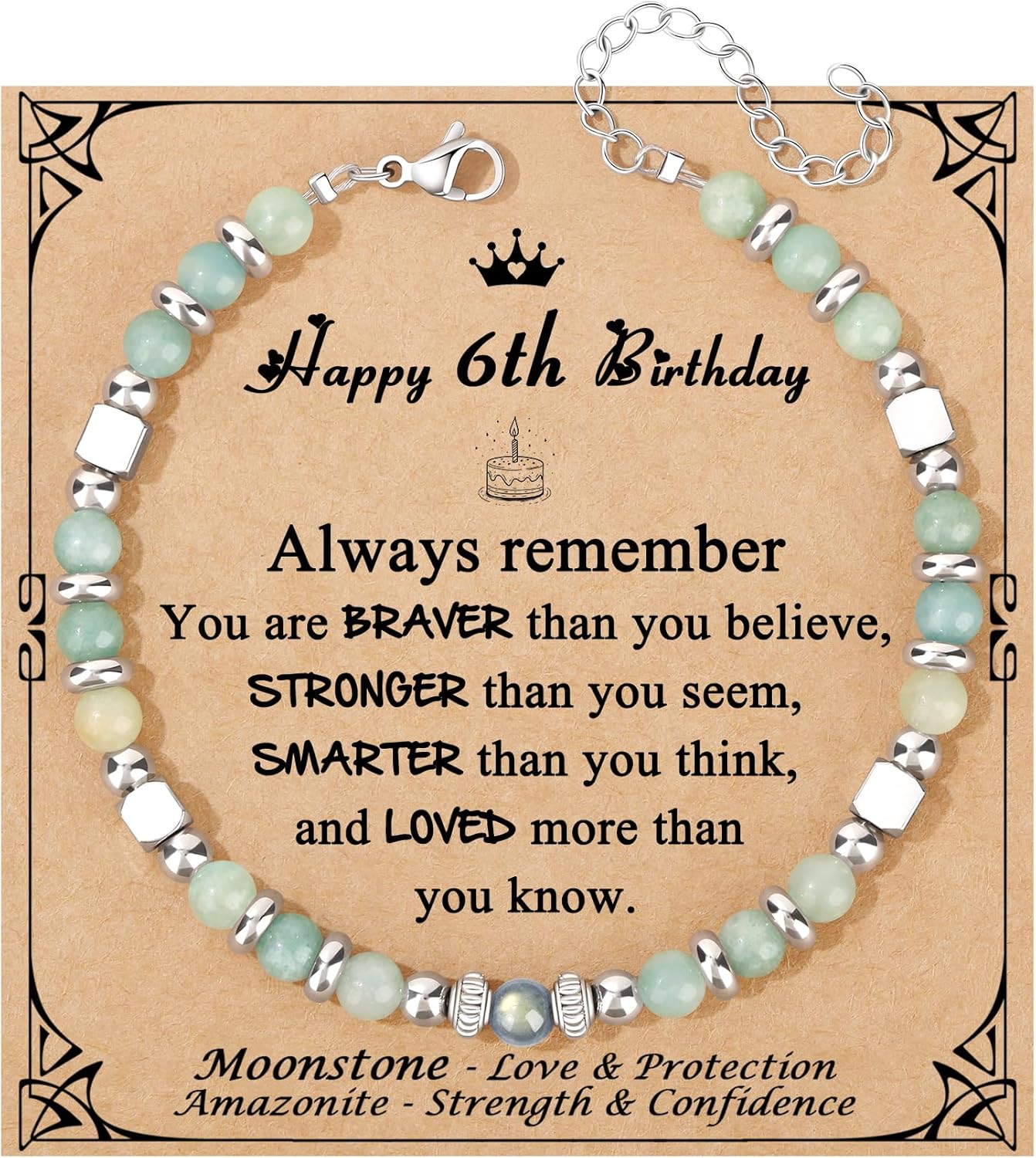 JoycuFF 𝗕𝗶𝗿𝘁𝗵𝗱𝗮𝘆 𝗚𝗶𝗳𝘁𝘀 𝗳𝗼𝗿 𝗪𝗼𝗺𝗲𝗻 Amazonite Moonstone Bracelet, Happy Birthday Present Love Protection Strength Confidence Meaningful Bracelets for Women