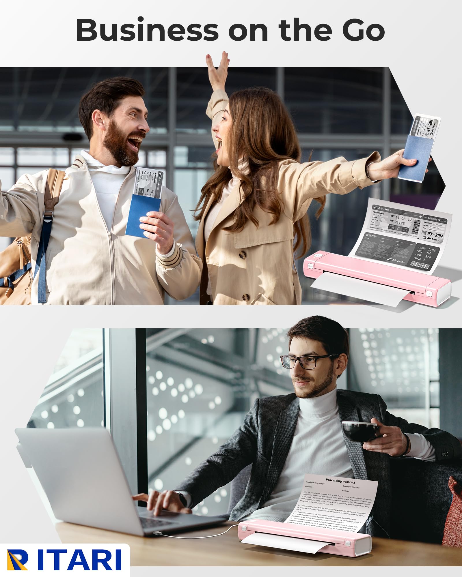 M08F Impresora Termica Portatil, Impresora Térmica A4, Impresoras Portatiles Bluetooth para Viajes y Tatuajes, Compatible con Teléfono Móvil y PC, Admite Papel Térmico A4 y Papel Transfer Tattoo