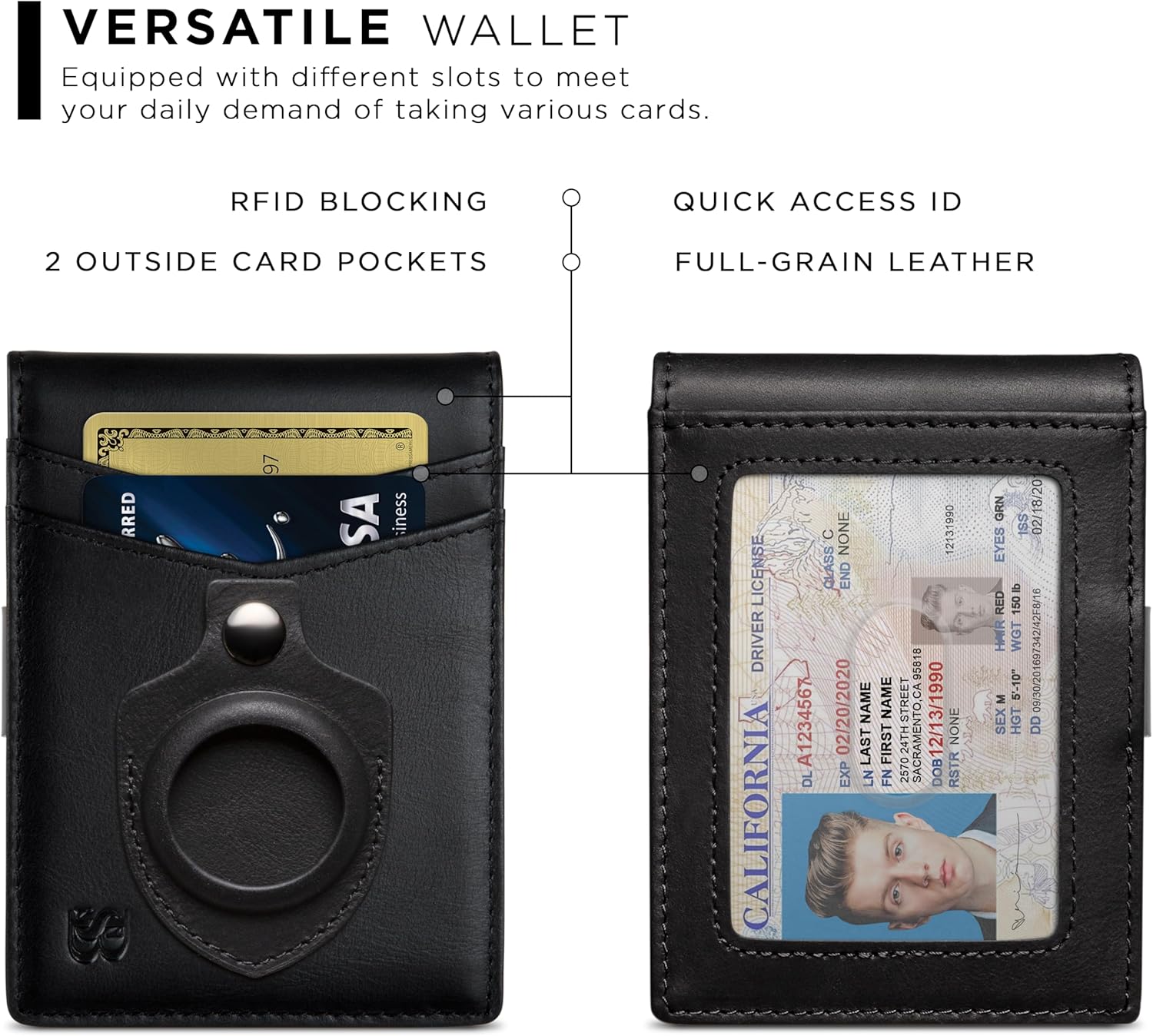 SERMAN BRANDS Money Clip Wallet - Mens Wallets slim Front Pocket RFID Blocking Card Holder Minimalist Mini Bifold - Image 4