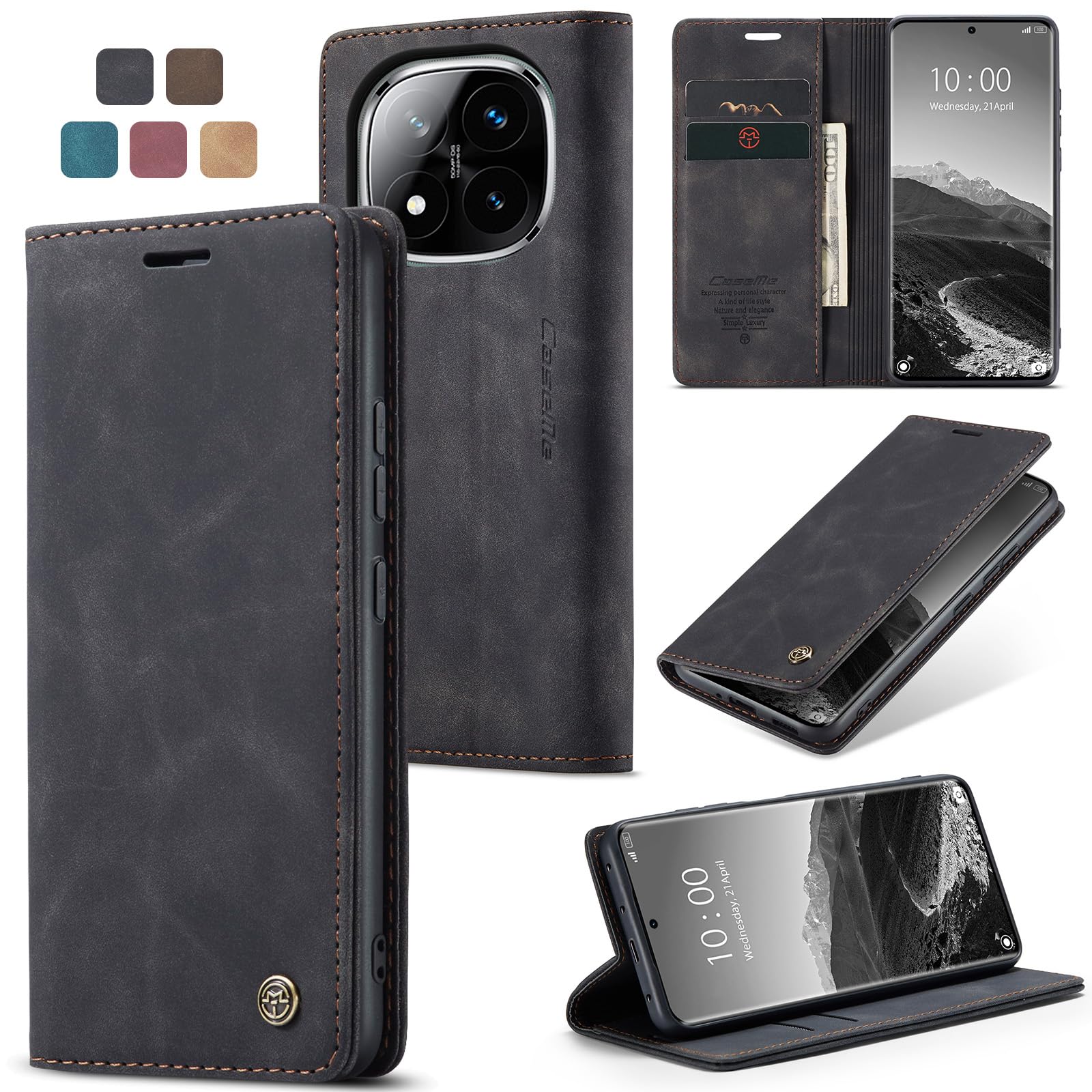 Cover per Honor Magic 5 Lite 5G, Custodia Libro in Pelle