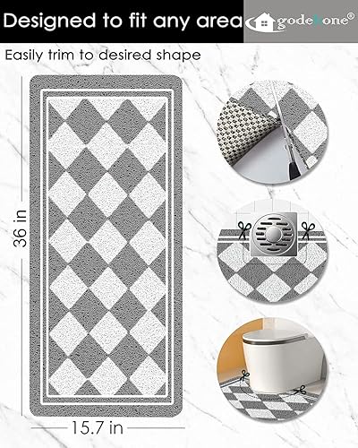 Miniatura 9 de Tapetes de ducha antideslizantes, de 23.6 x 34.6 pulgadas, tapetes de lufa para ducha y baño, de secado rápido, color marrón