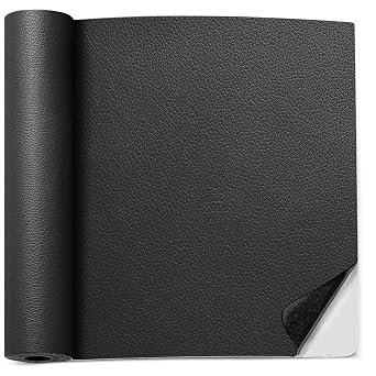 16 X 40 inch Self Adhesive Leather Repair Patch, Black Leather Repair Tape for Furniture, Adhesive Leather Patch for Car Seat Repair, Leather Repair Kit for Couch Black