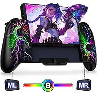 Vista 8 de NinABXY Hall Effect Joystick Controller for Nintendo Switch/OLED, Wireless One-Piece Handheld Switch Joypad - Macro, Ergonomic Grip, Turbo, Flame