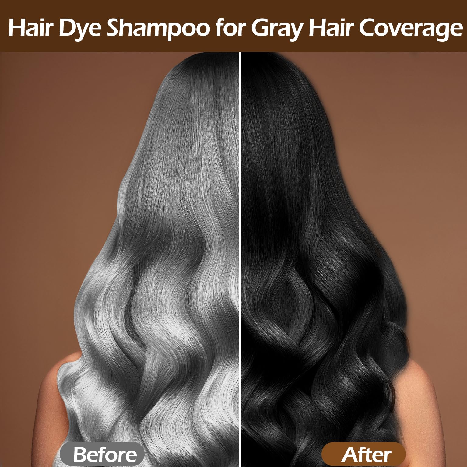 RILSIC Shampoo Colorante, 500ml Hair Dye Shampoo 3 in 1 & 50ml Shampoos & 50ml Balsamo, Colorante Tinta Capelli Istantaneo, Naturale Hair Color per Donna Uomo (Nero, 600ML)