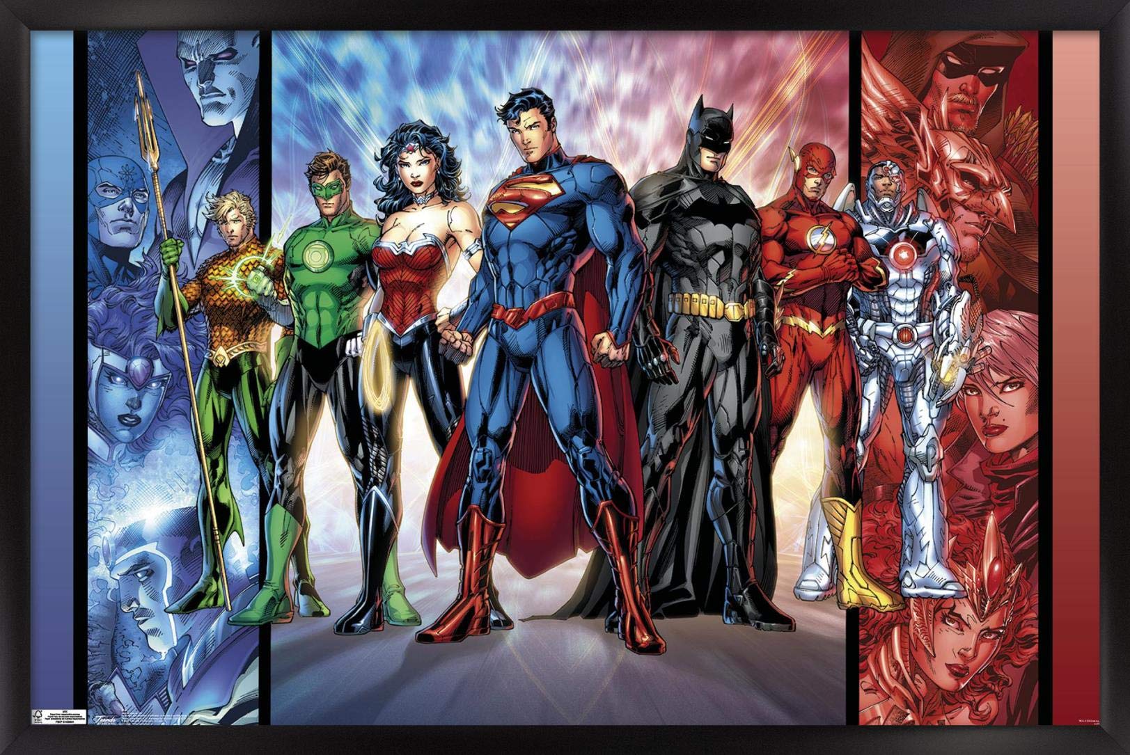 Trends International DC Comics - Justice League - The New 52 Wall Poster, 14.725" x 22.375", Black Framed Version