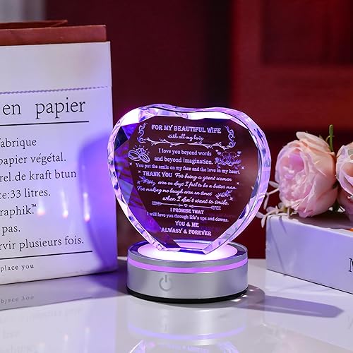 Miniatura 13 de Regalos únicos para novia de novio – Regalos de corazón de cristal, regalos personalizados para mi novia que lo tiene todo – Cumpleaños