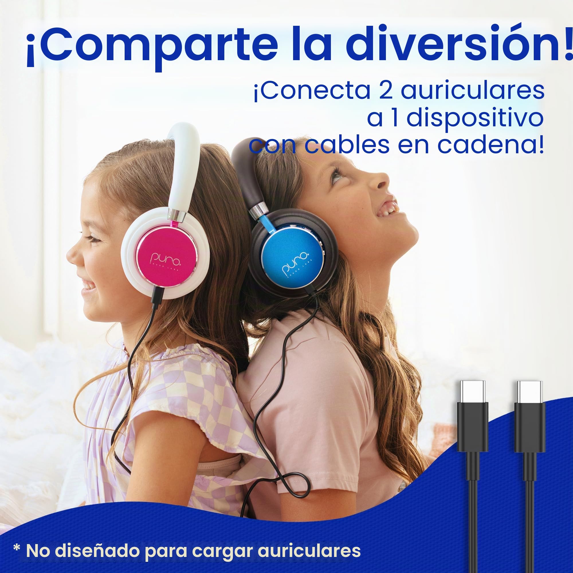 Puro Sound Labs BT2200-Plus Auriculares Bluetooth para Niños con Limitación de Volumen - Auriculares más Seguros para Niños - Calidad de Audio de Estudio y Aislamiento de Ruido (Azul)