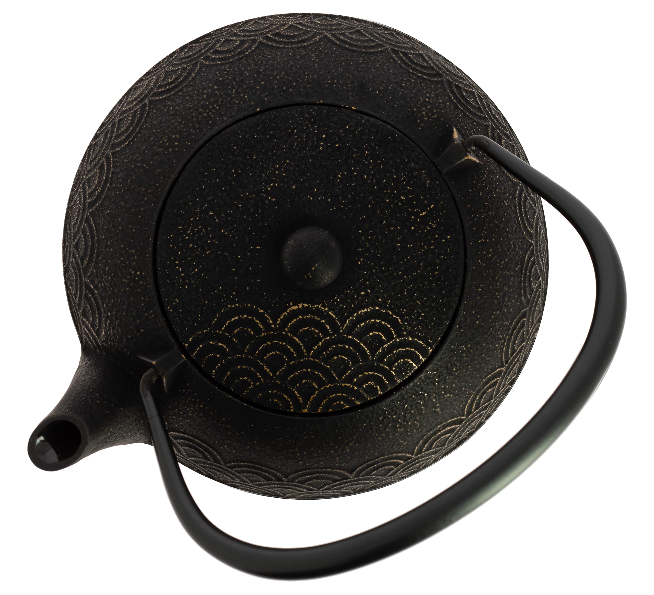 Iwachu Nanbu Tekki Théière Seigaiha Noir/Doré 900 ml - Fer coulé du Japon