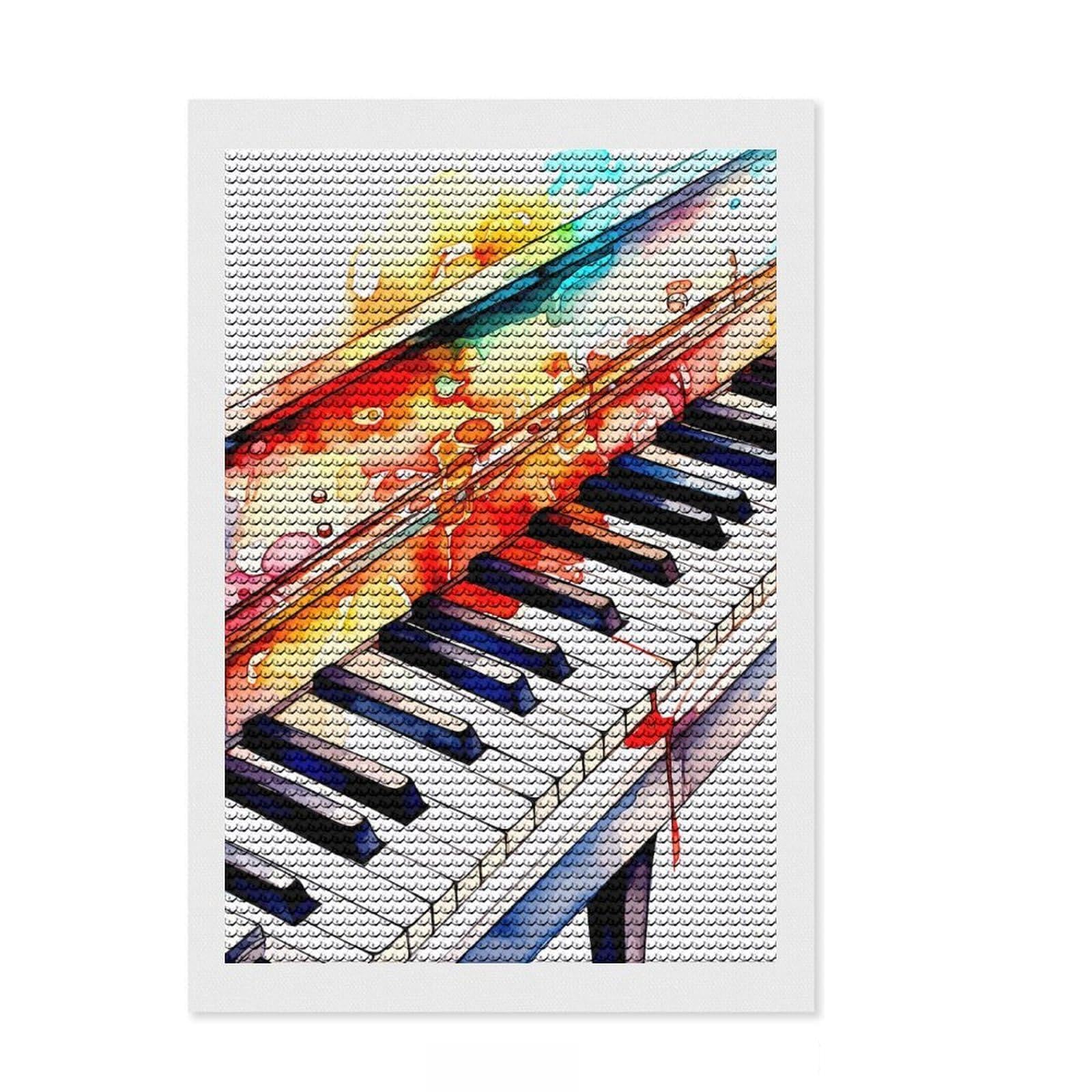 Junmoney Watercolor Piano Keys Abstract Art Diamond Painting Kit 8"x12", Home Wall Decor, for Women, Creative Leisure Activity, Festive Craft Gift
