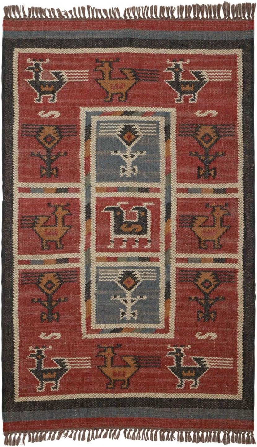 Hacienda Tribal, 3-Feet by 5-Feet Rug, Red