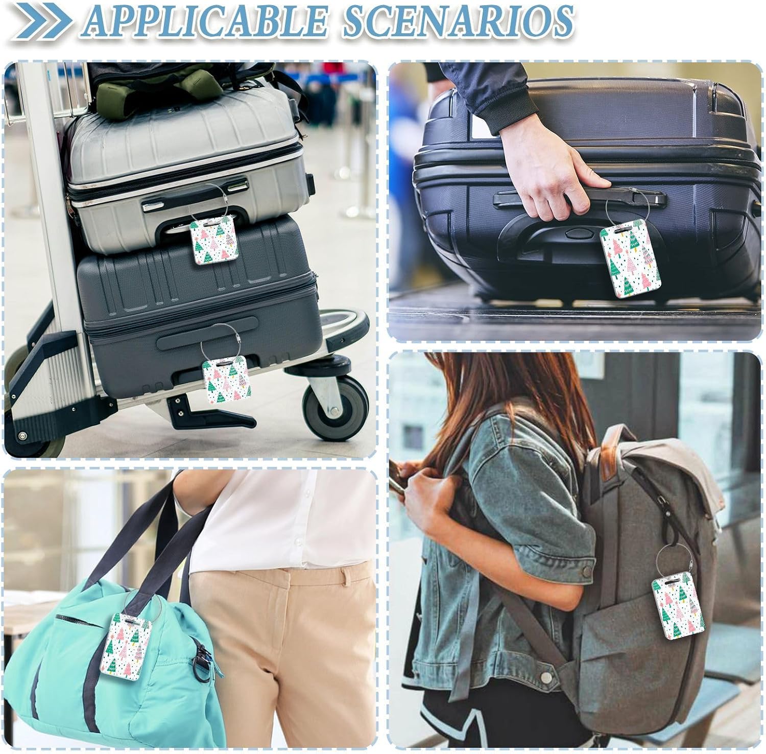 Christmas Tree Luggage Tags for Suitcase 2PCS Acrylic Suitcase Tags Identifiers Travel Bag Tags Backpack Handbag Baggage Labels