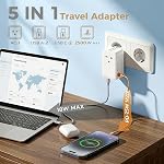 Mini Adaptateur universel de prise de voyage, 5 Adaptateur de voyage pliable Port 25W Max avec 1AC 2 USB-A2 USB-C Ports, Chargeur de l'allée et mondial AC La sortie pour l'Europe USA UK AUS Asie