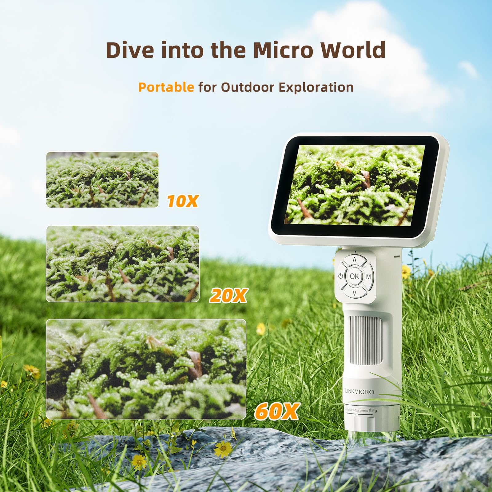 LM115 - Microscopio digital LCD de monedas para adultos y niños, lupa de monedas USB de mano de 5 pulgadas con pantalla, antivibración, cámara microscopio portátil de 12 MP con 8 luces LED, vista de