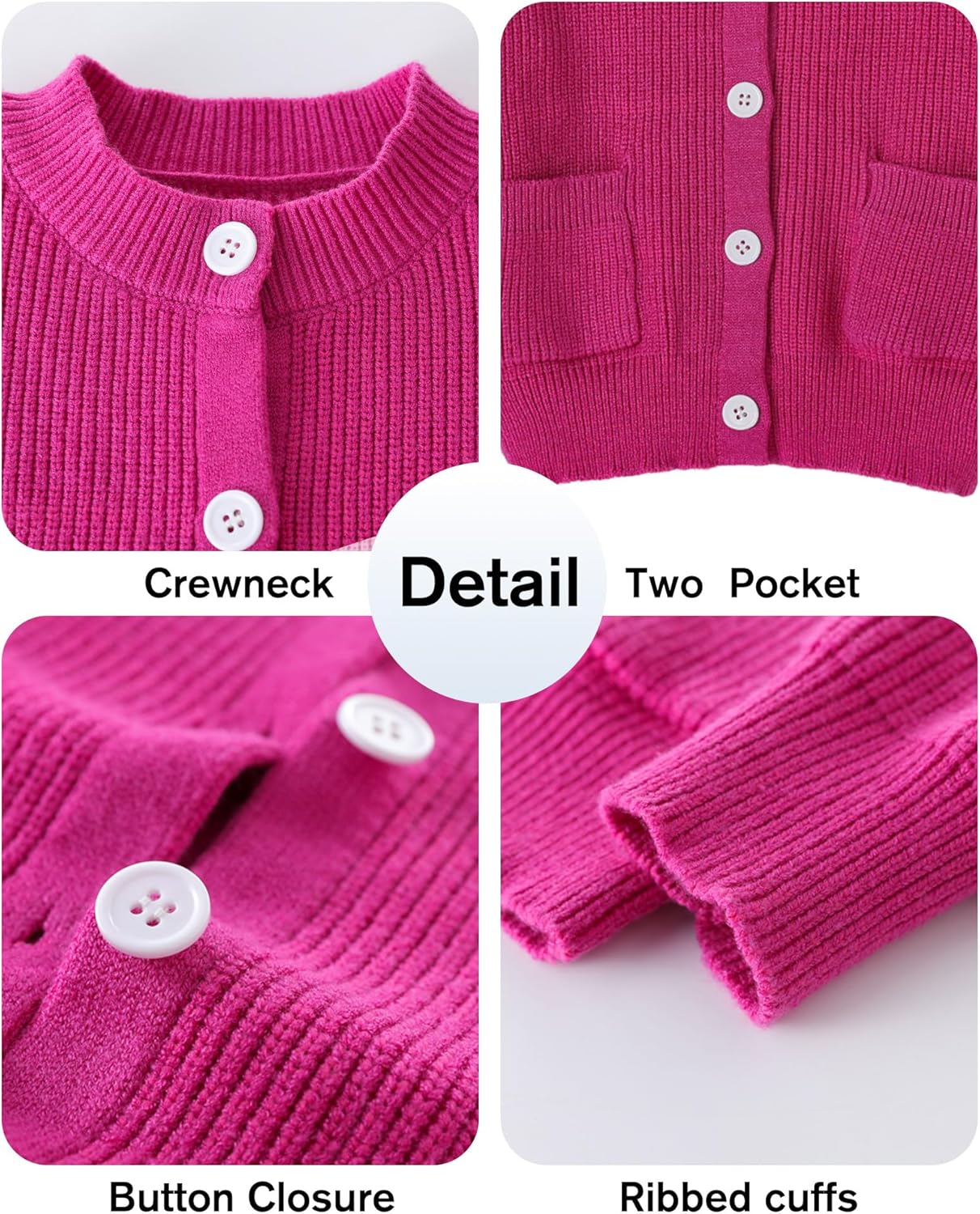 Girls Cardigan Sweater School Uniforms Toddler Long Sleeve Button Knit Solid Sweaters Tops - Image 5