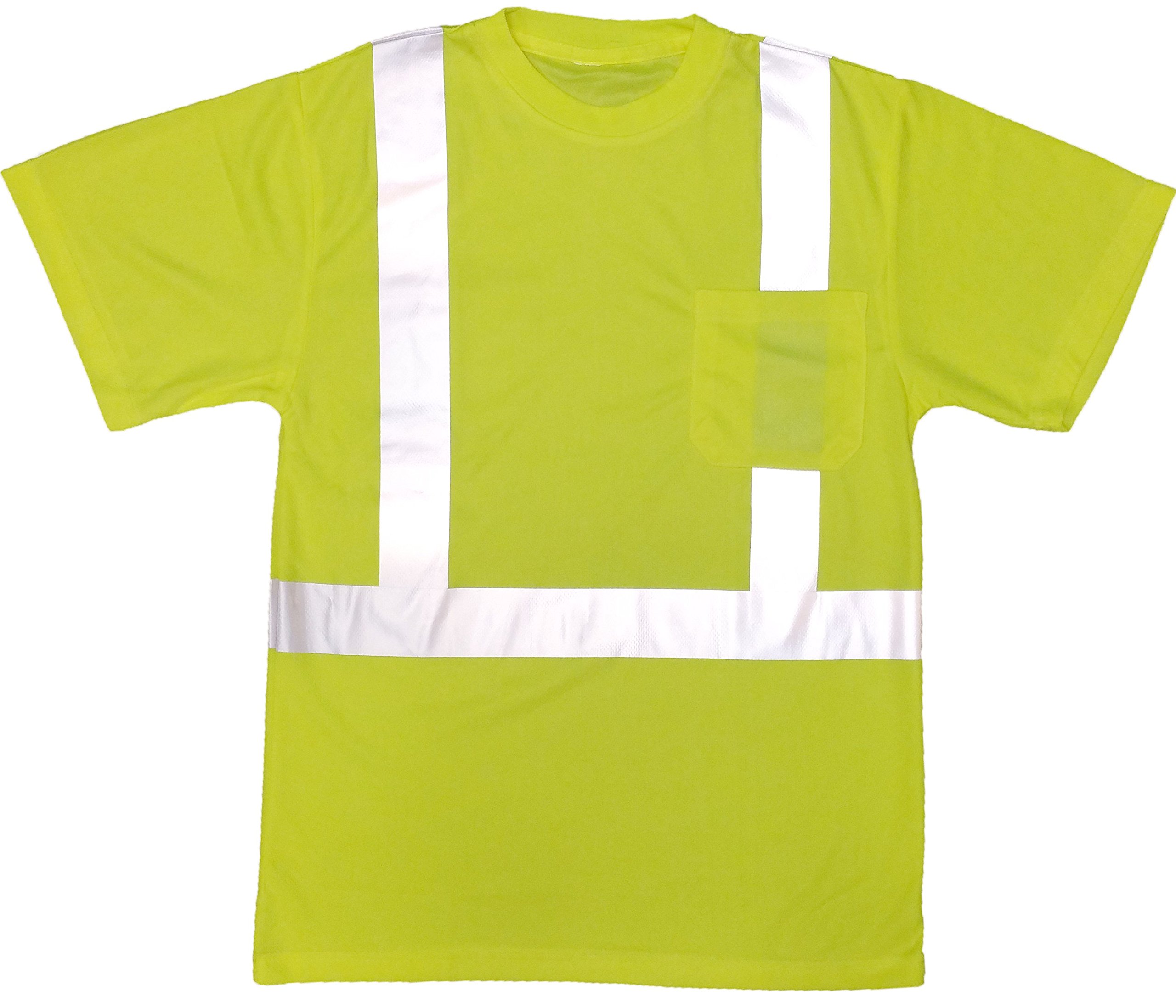 Azusa SafetyST-G2 M 01 High Visibility (Hi-Vis) Breathable Reflective Mesh Safety T-Shirt, Medium, Neon Green Yellow
