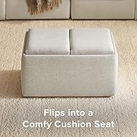 Vista 3 de mopio Levi - Banco de almacenamiento con bandeja reversible, mesa de café de almacenamiento moderna, banco de dormitorio, otomana de mesa de café