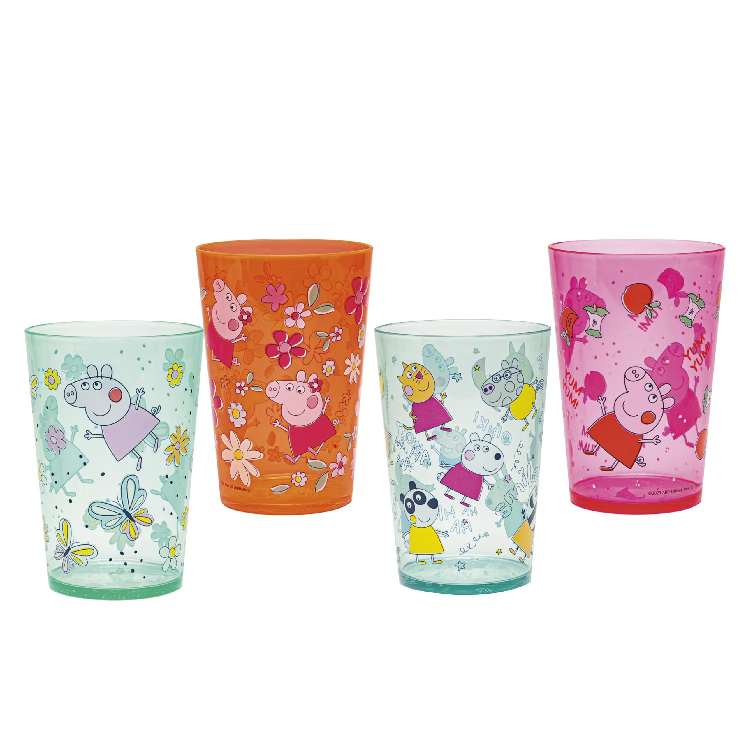 Zak DesignsPeppa Pig Nesting Tumbler Set for at Home, 14.5oz Non-BPA Plastic Cups, 4-Pack (Peppa Pig and Friends), PEPS-R020