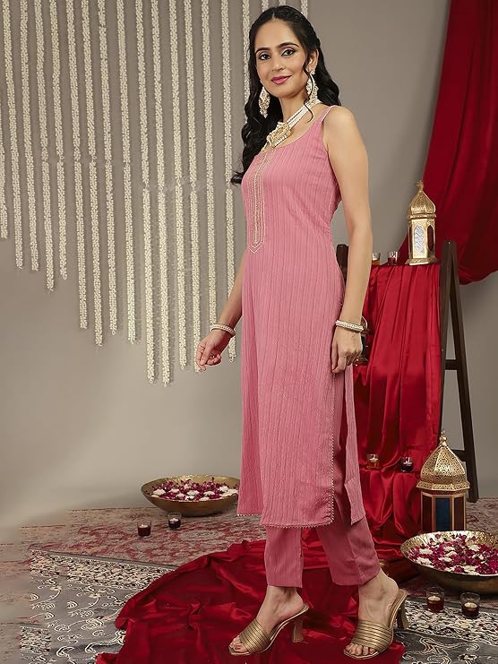 Sleeveless kurta set for women with dupatta partywear dress traditional kurti palazzo pant