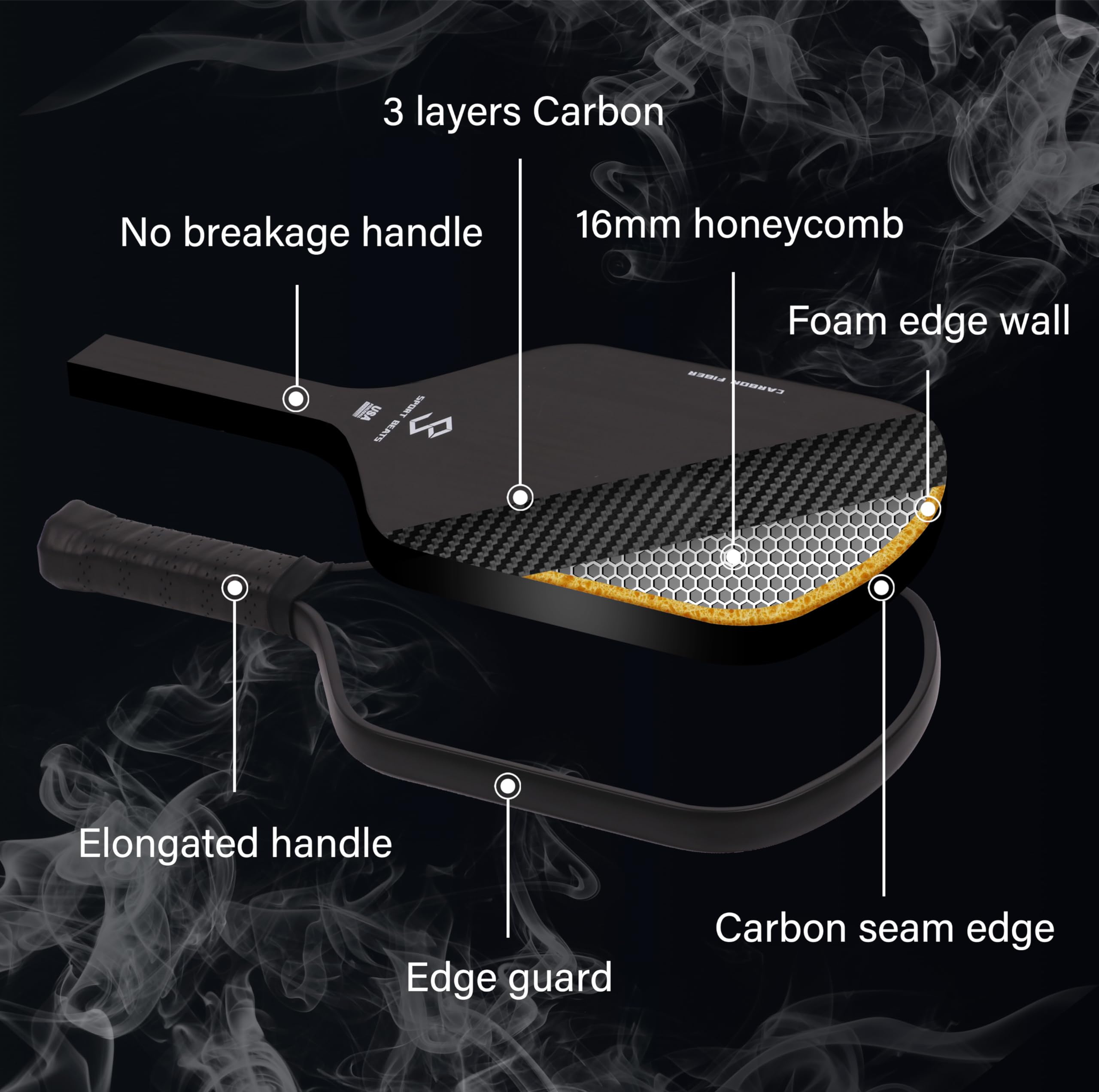 Amazon | 未加工カーボンファイバーピックルボールパドル – フォーム