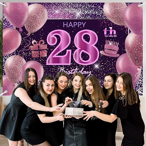 Vista 178 de IMISI Decoraciones de cumpleaños número 19 para niñas, pancarta rosa de feliz cumpleaños para telón de fondo de fiesta