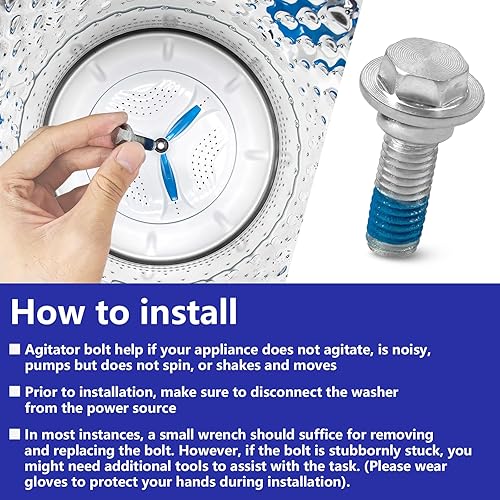 Miniatura 6 de W10752187 W11050804 Arandela Agitador de placa de lavado Tornillo compatible con Whirlpool Lavadora Tornillo agitador de placa de lavado, para
