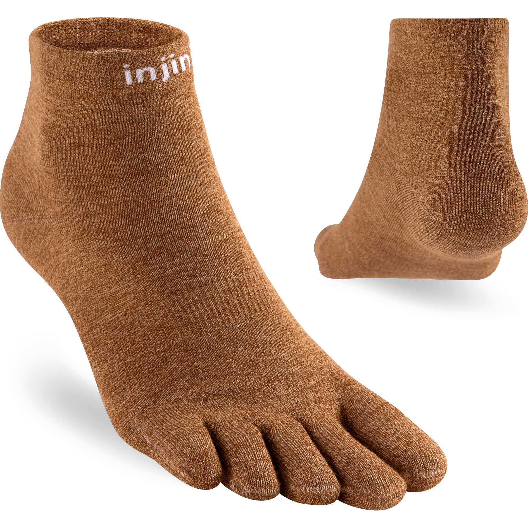 Injinji Unisex Brown Liner Mini Crew Elk M, M