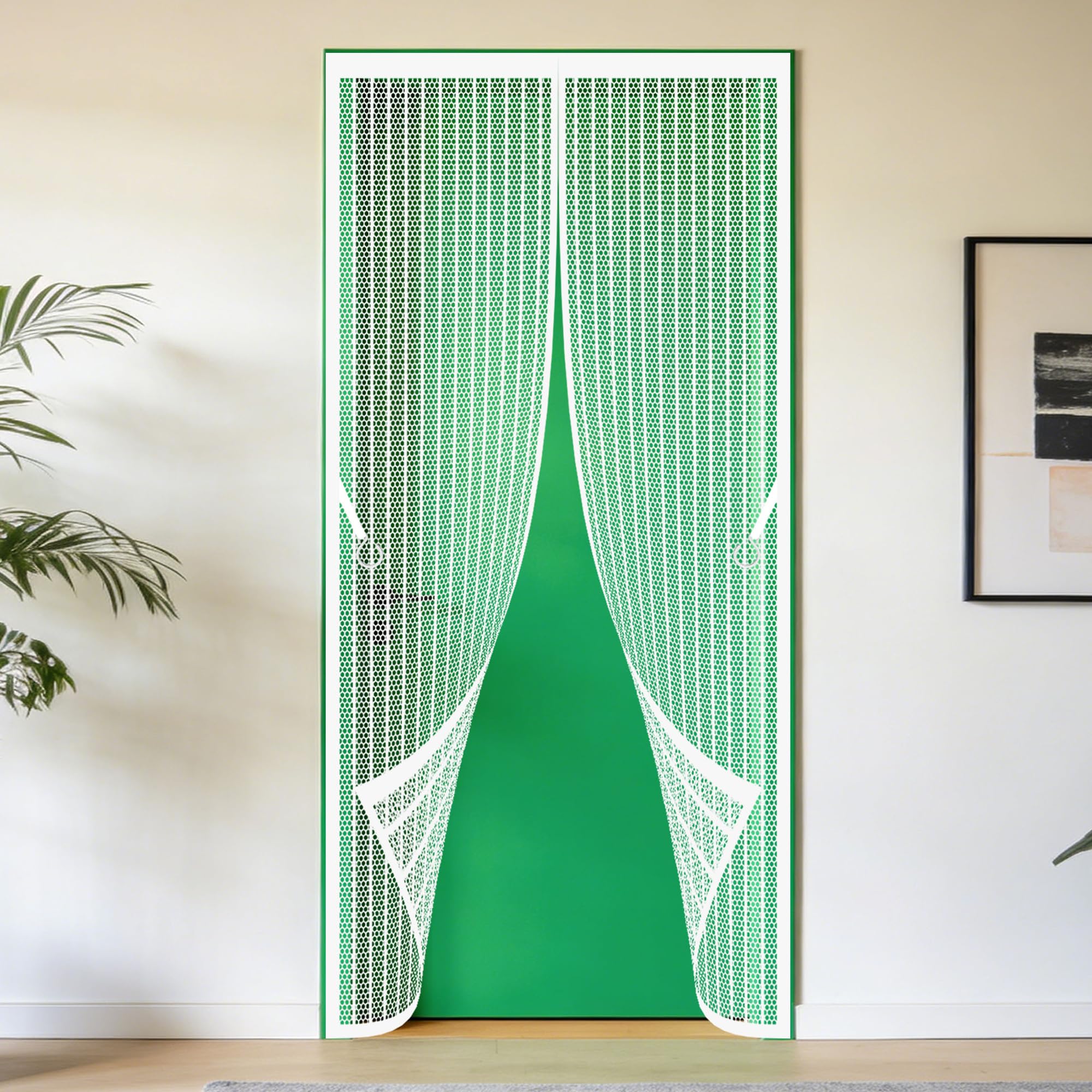Magnetic Insect Screen Door 73 x 184 cm No Drill Installation Screen Door Keeping Out Flies Bug for Home, Bedroom, Living Room, Kitchen, Patio, White