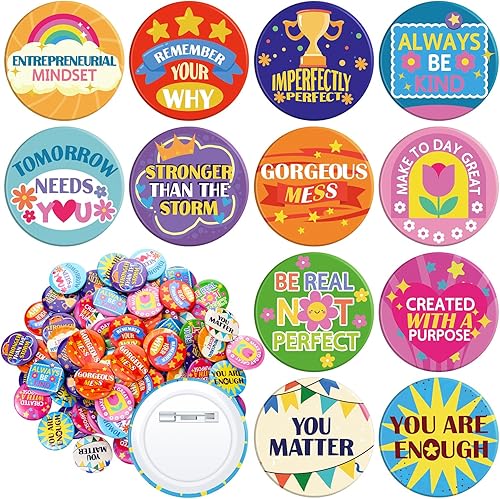 Miniatura 7 de Yinkin 240 Pcs Reward Button Pins Bulk Appreciation Pins Team Award for Employees Positive Recognition Button Encouraging Pin Badges for Students