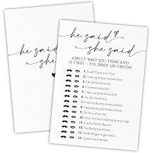 Bridal Shower Game Cards - He Said She Said - 30 Pcs Minimalism Wedding Game Cards, Engagement Party Game, Modern Bridal Shower Party Favor & Decorations - A07