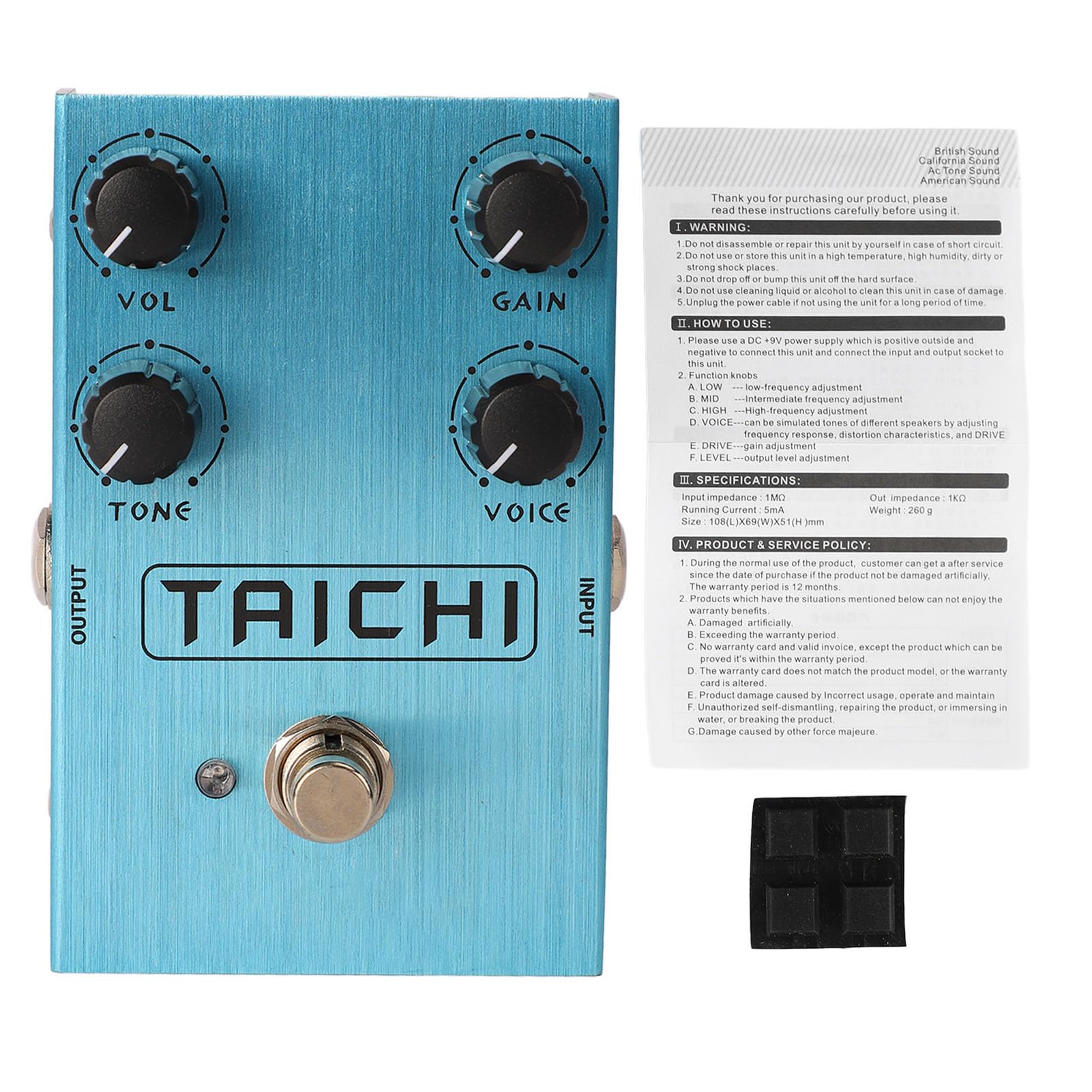 Pedale di Distorsione, Pedale per Effetti per Chitarra Elettrica, Dimensioni Adatte, Layout Compatto della Manopola con Funzioni Multiple per Performance di Chitarra (AN 38