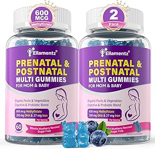 Prenatal Vitamins for Women with Methylfolate, Vegan Omega-3 DHA, Organic Food Blend, Probiotics, Iron, Vitamin D3 B6 B12, Choline, Sugar Free Multivitamin for Women During & Post Pregnancy, 120 Cts