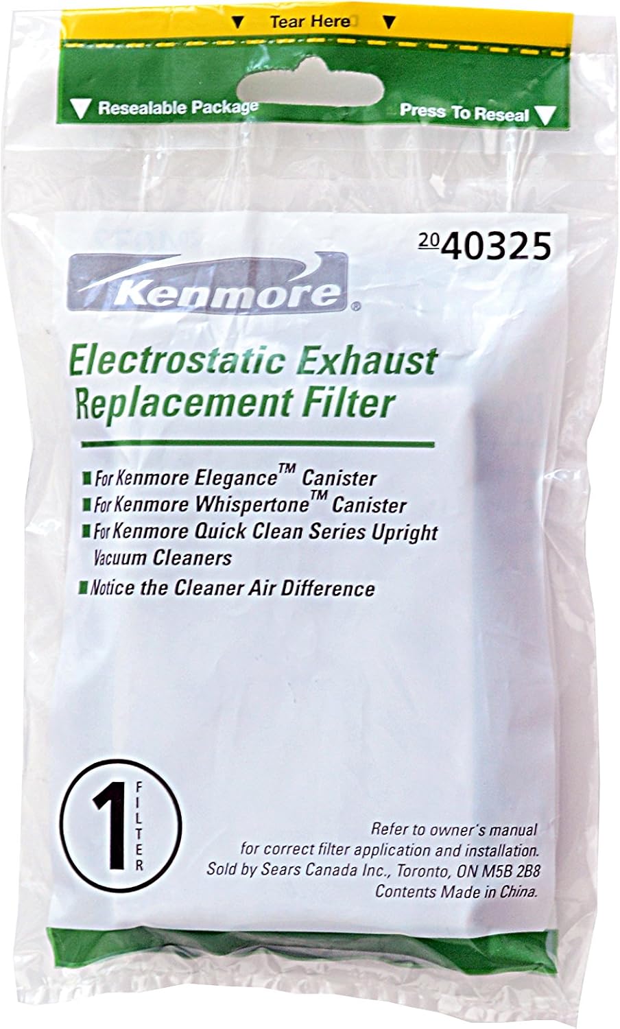 Kenmore 40325 Electrostatic Exhaust Vacuum Filter. Genuine Kenmore ...