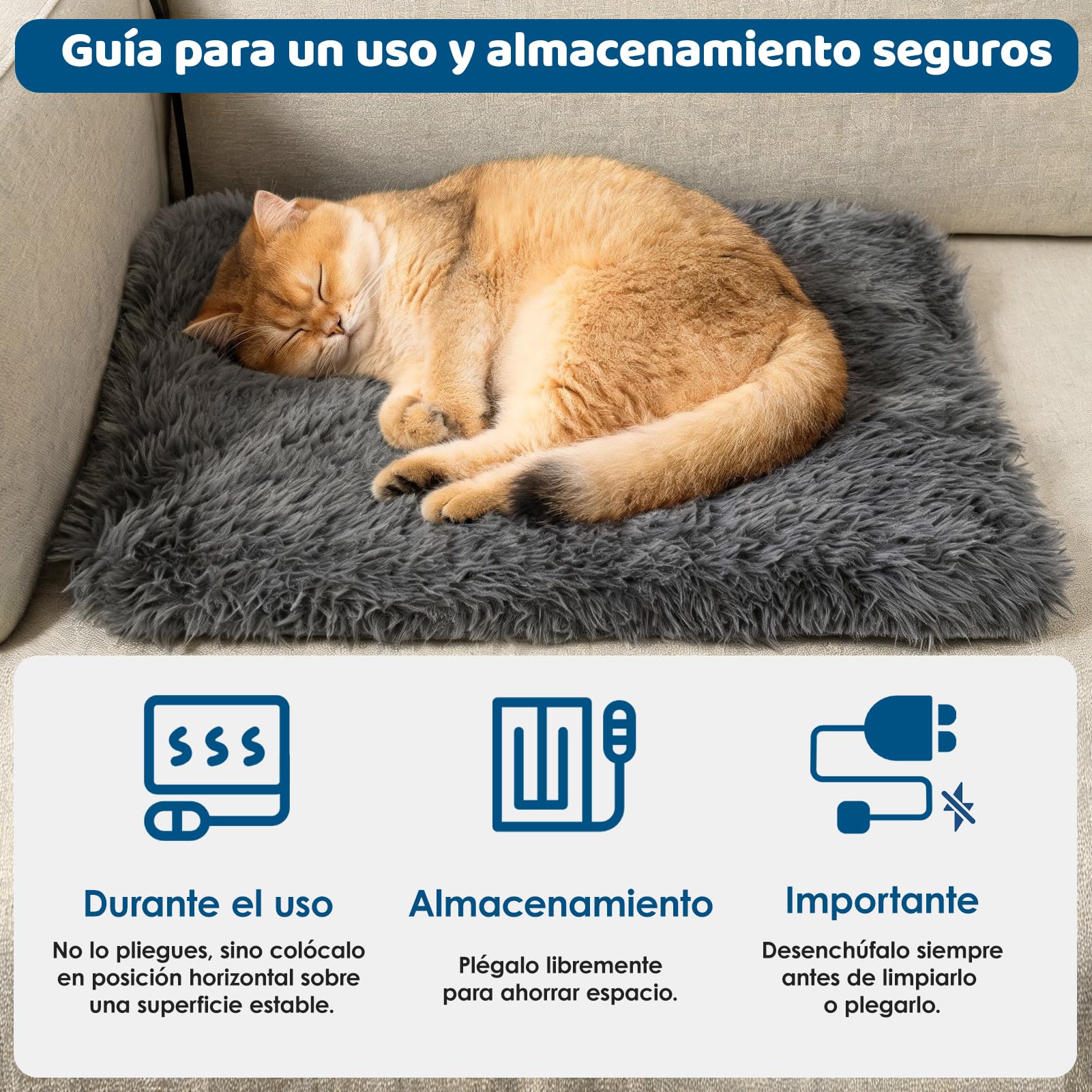 Wdmiya Alfombrilla térmica para Perros, Manta Eléctrica Regulable Mascotas
