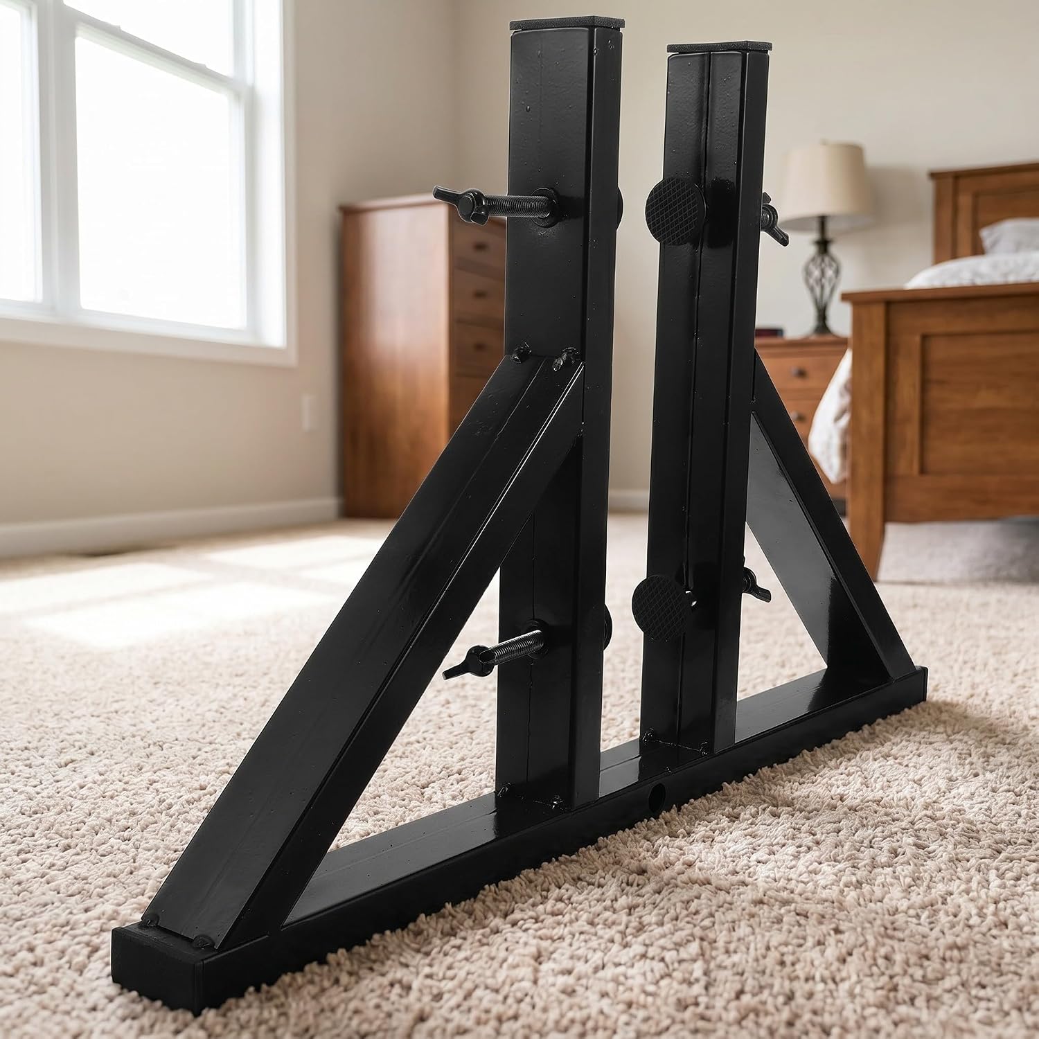 Toddmomy 2pcs Freestanding Mirror Stand, Heavy Duty Iron Holder, Adjustable Support Arms, Anti Slip Full Body Floor Mirror Stand for Studio, Salon, Dressing Room