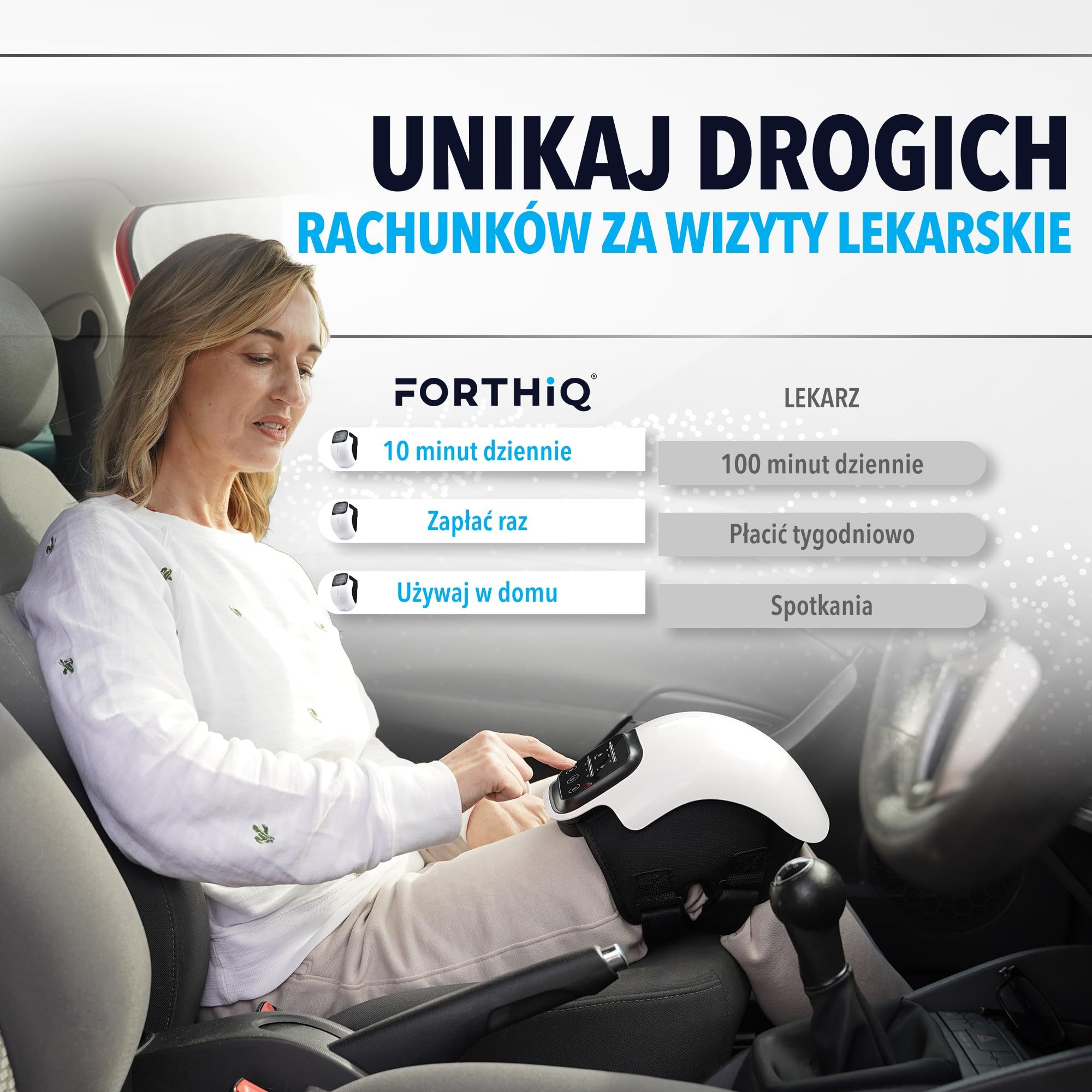 FORTHiQ Bezprzewodowy masażer do kolan na podczerwień, terapia laserowa i wibracyjna na ból stawów
