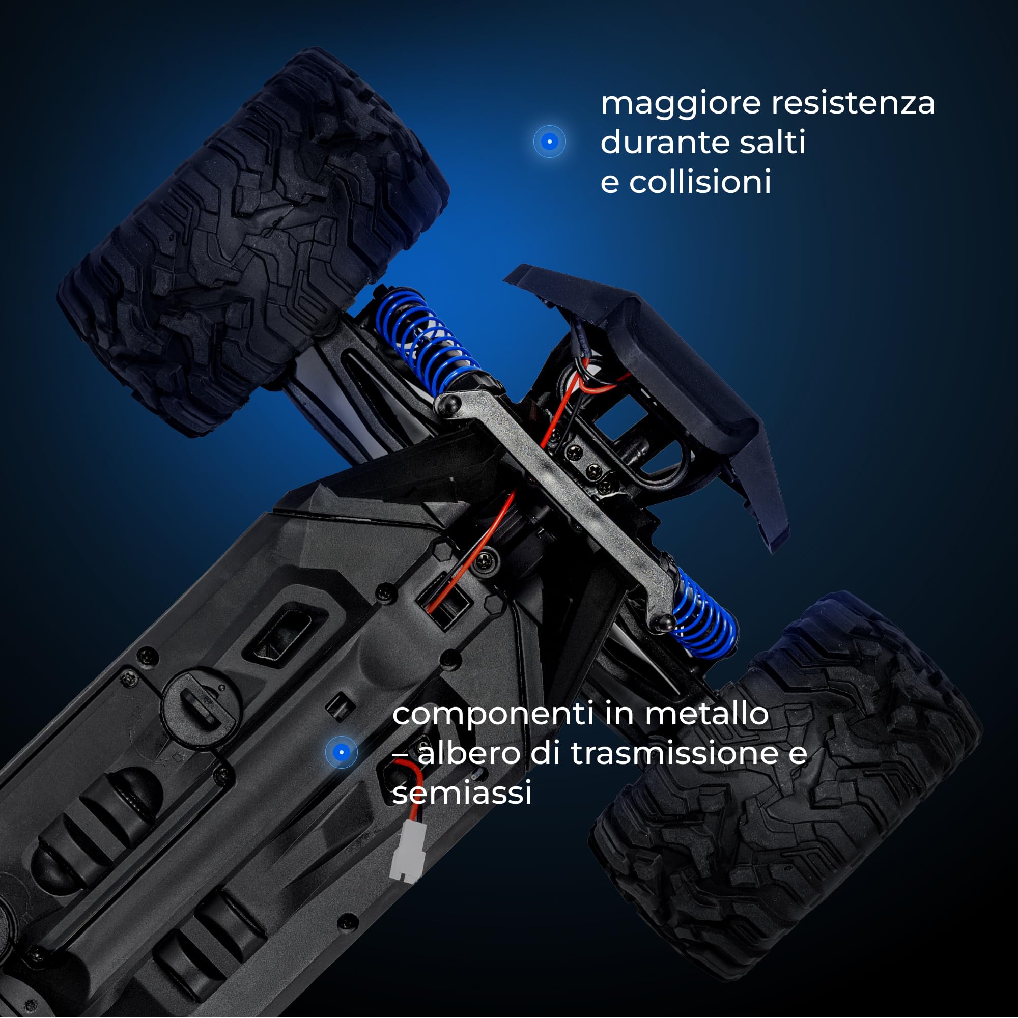 Overmax X-Shard Auto radiocomandata 4WD 1:16 fuoristrada fino a 30 km/h, con limitatore di velocità, 2,4 GHz RC Monster Truck con azionamento in metallo, ammortizzatori, portata 90 m, per bambini dai