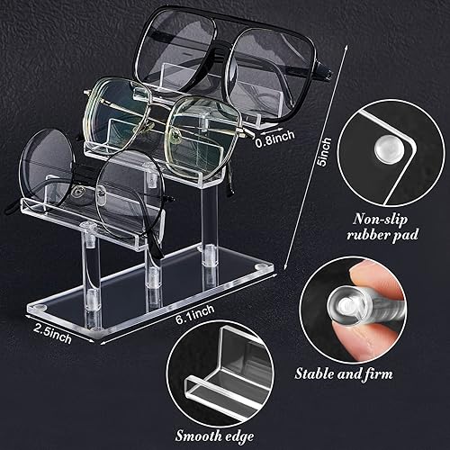 Miniatura 2 de Sintuff Soporte de exhibición de lentes de 3 niveles, soporte acrílico para lentes de sol, organizador de gafas de sol transparente, marco para