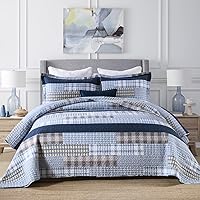 Vista 13 de Finlonte Juego de edredón de tamaño Queen, cuadros de retazos grises (gris), 90 x 98 pulgadas, 3 piezas