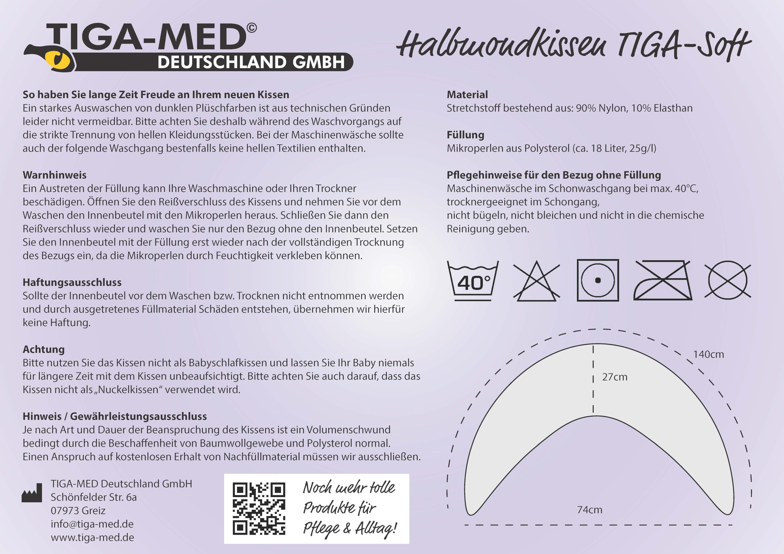 Tiga-Med Halbmondkissen TIGA-Soft XL | Ergonomisches Nackenkissen/Stillkissen/Kopfkissen mit Mikroperlen | zum Entspannen, Schlafen, Lesen und Stillen | Bezug separat waschbar bei 40°C (Beige)