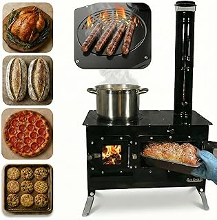 Trailblazer Cookstove – Wood Fired Stovetop with Oven for Off-Grid Living, Camping, RV, Hunting, Prepping, Emergency Heat & Cooking