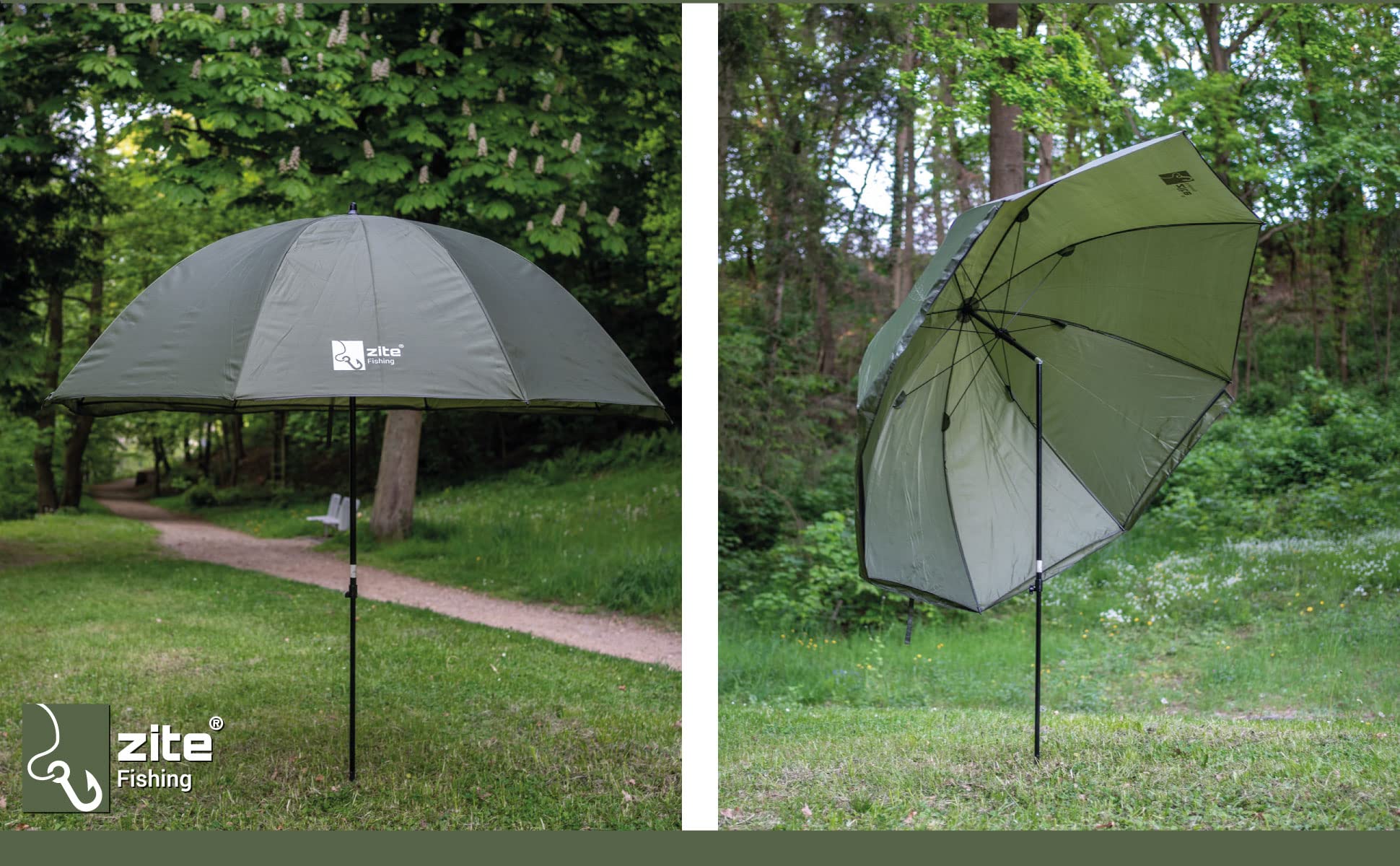 Zite Fishing Schirmzelt Set Angeln - Angel-Zelt 2,50m Wasserabweisende Beschichtung & Schirmstütze für Angelschirm mit Seitenwand, Angelschirme, Angel Schirm, Anglerschirm Schirmzelt Angeln Anglerzelt