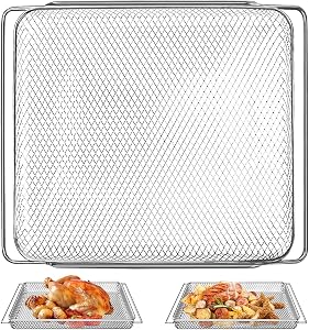 Air Fryer Basket Replacement for COSORI CS130 CO130 Series Toaster Air Fryer Convection Oven, 14.17 * 11.81'' Non-Stick Mesh Air Fryer Steel Basket Wire Rack Accessories Parts, Dishwasher Safe