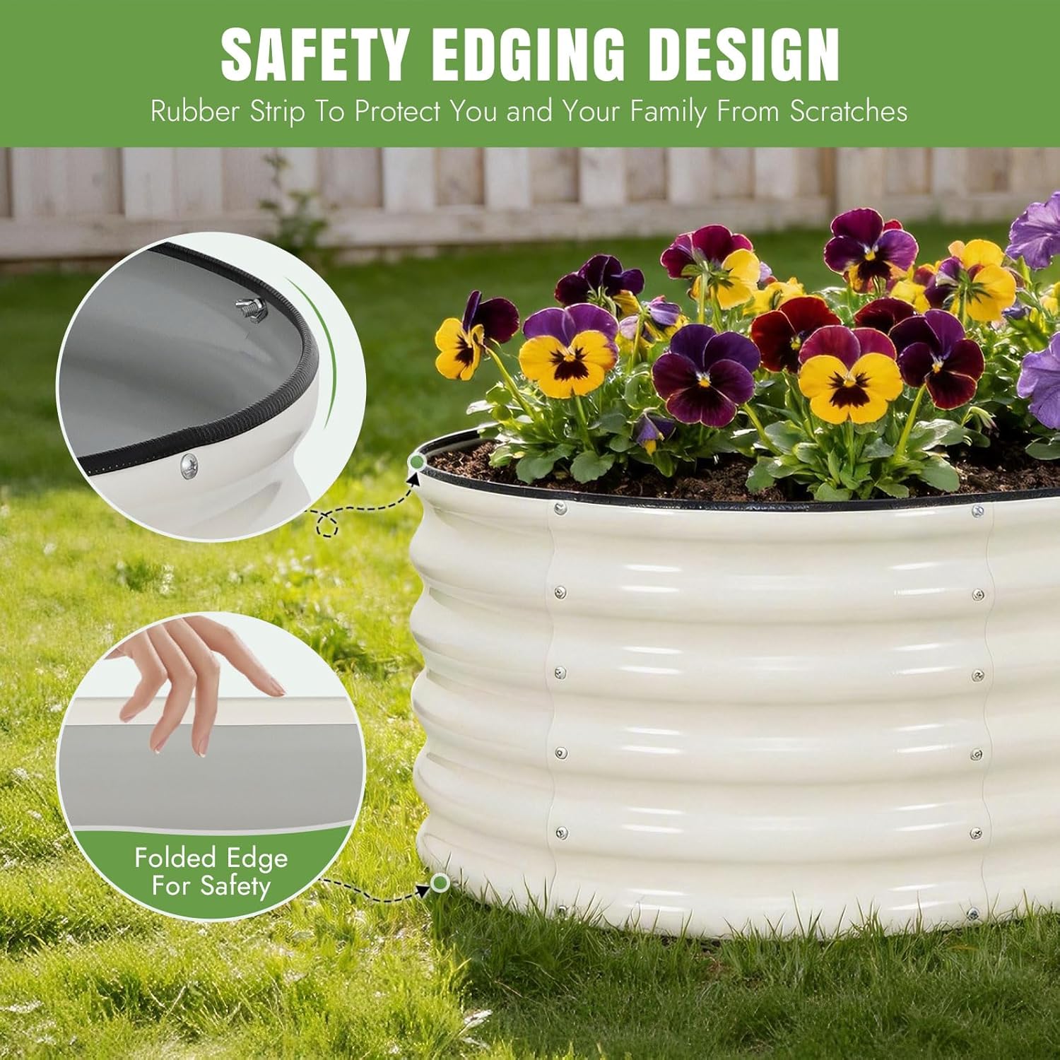 INNO STAGE Galvanized Raised Garden Bed Kits, 4x2x1.4FT Metal Raised Beds Outdoor for Gardening, 17'' Tall Large Steel Raised Planter Bed for Vegetables, Flowers Patio Ground Planter Box (White, 2Pcs)