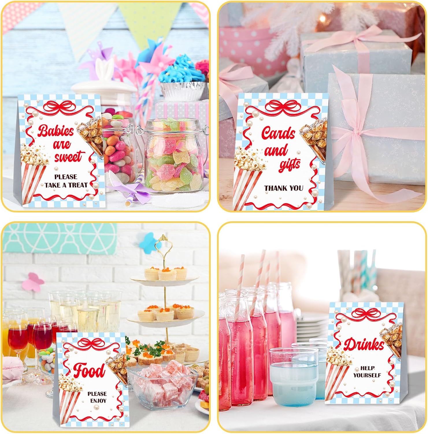 Popcorn Baby Shower Signs Set of 4, She's Ready to Pop Baby Shower Decor image 5